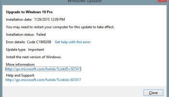 Как исправить: Ошибка обновления Windows 10 C1900208