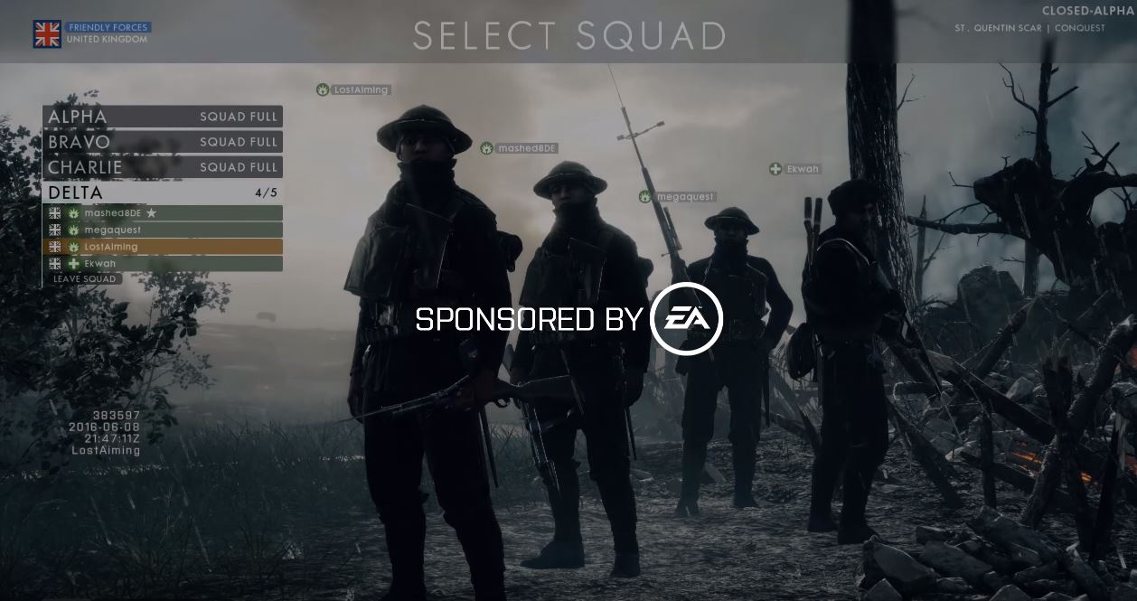 Battlefield 1 Squad Selection