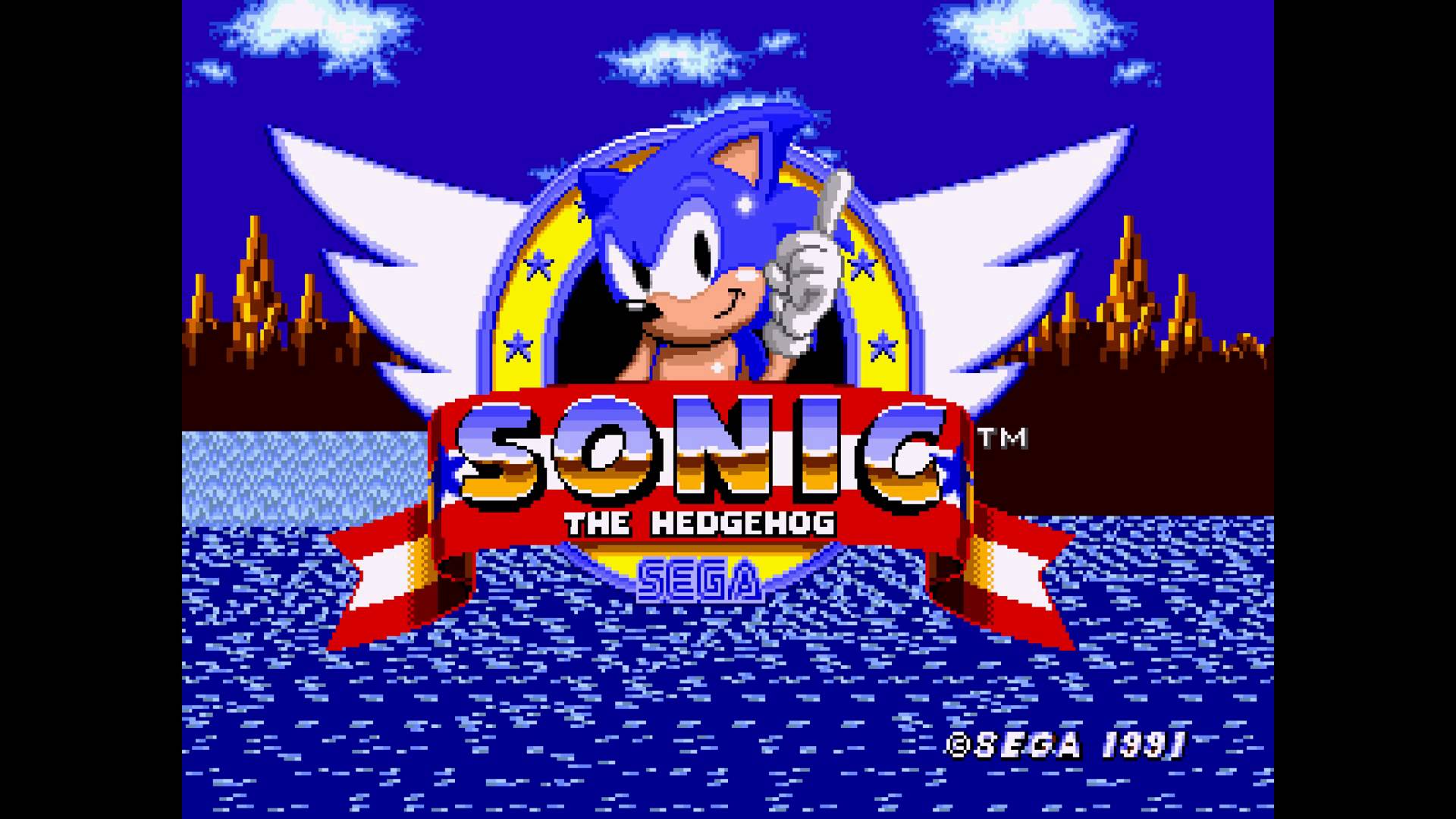 Sonic screen. Sonic the Hedgehog (16 бит). Соник 1 меню. Sonic the Hedgehog title Screen. Соник на старте.