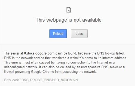 DNS_PROBE_FINISHED_NXDOMAIN