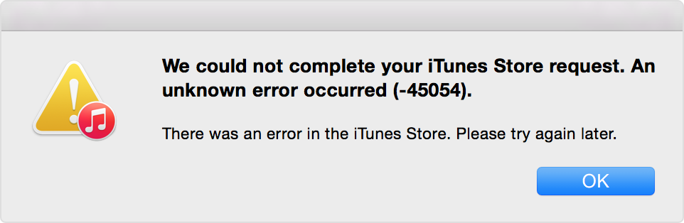 Ошибка 45054 в itunes на компьютере