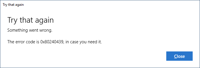 0x80240439 как исправить ошибку windows 10