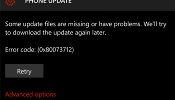 0x80073712 на Lumia 950