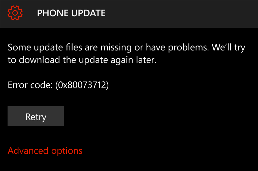 0x80073712 на Lumia 950