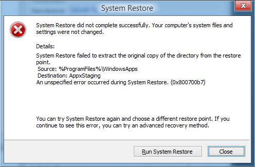 Возникла неопределенная ошибка. 0x800700b7. Функция System restore,. Непредвиденная ошибка при восстановлении системы 0x800700b7. Ошибка -5004 0x80070005.