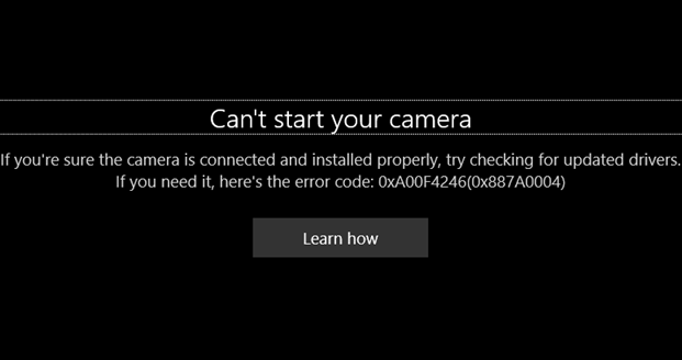 Код ошибки 0xa00f4246 при включении камеры windows 10