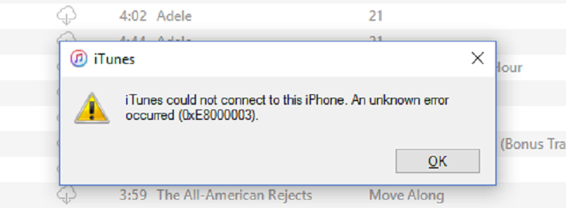 Как исправить ошибку 0xe8000003 в iTunes?
