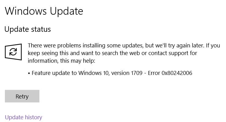 Ошибка 0x80242006 windows 10 при обновлении