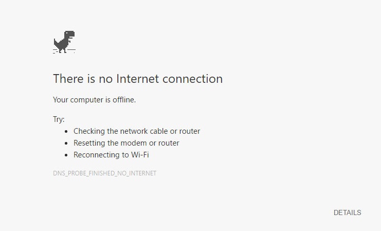 DNS probe finished no Internet