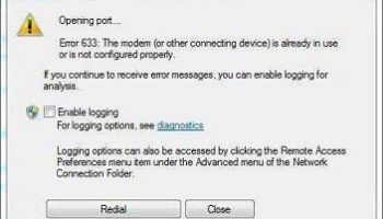 Ошибка 633:Модем или другое устройство связи уже используется или не настроено