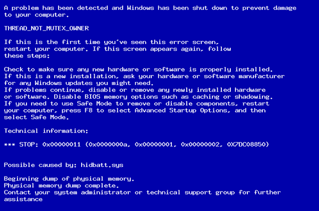 THREAD_NOT_MUTEX_OWNER