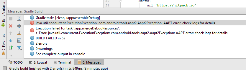 Вывод сообщения об ошибке android studio