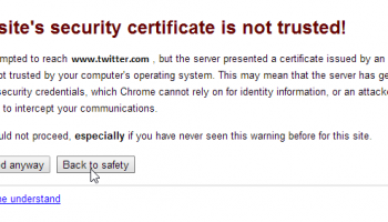 The site's security certificate is not trusted