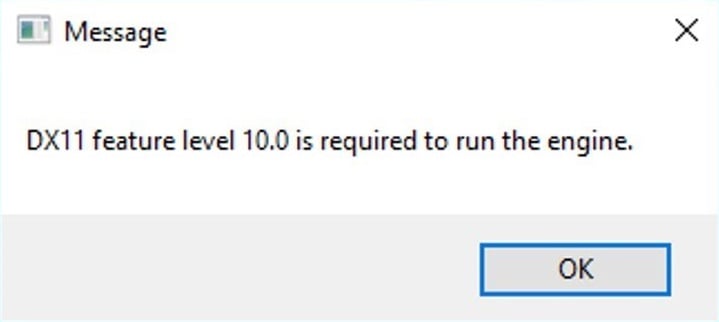 DX11 feature level 10.0 is required to run the engine