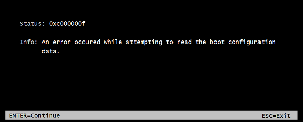 An error occurred while attempting to read the boot configuration data при установке с флешки