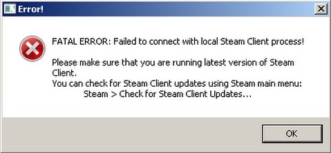 Cs go fatal error failed to connect to local steam client process что делать