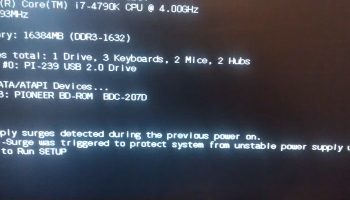 Power supply surges detected during the previous power on