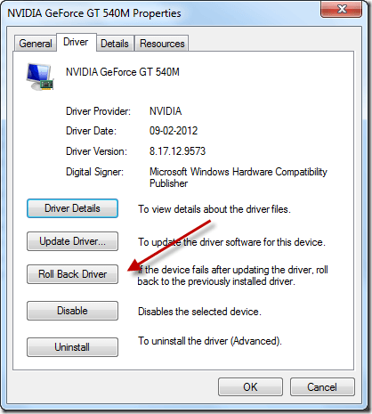 Откат драйвера видеокарты