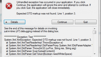 «Необрабатываемое исключение в приложении»