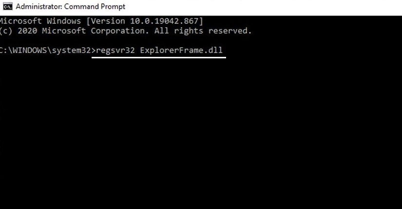 ExplorerFrame.dll error while loading DllRegisterServer