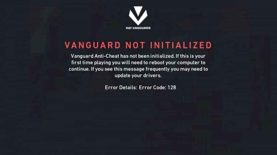 Валорант программа vanguard не запущена ошибка 128