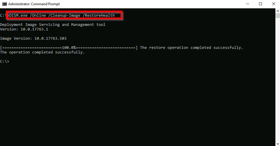 Dism /Online /Cleanup-Image /RestoreHealth
