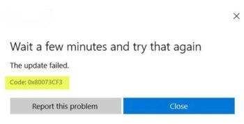 ошибка 0x80073CF3 Microsoft Store в Windows 10