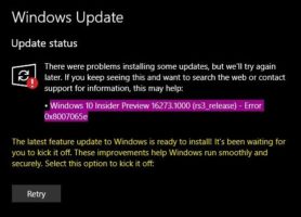 ошибка обновления 0x8007065e Windows 10