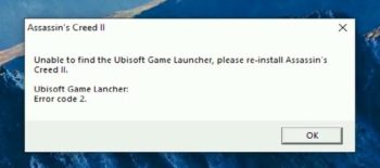 ошибка Ubisoft Game Launcher с кодом 2