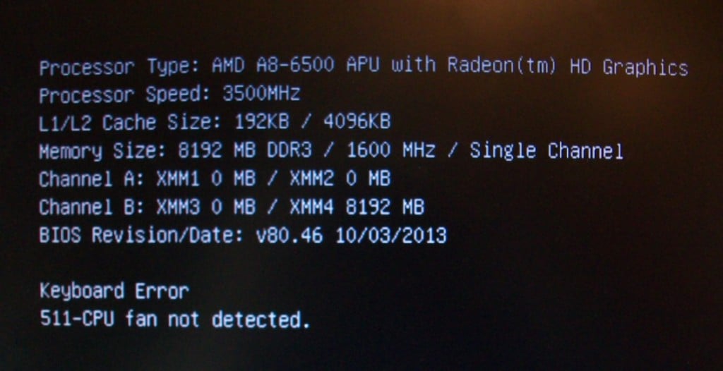 Как исправить ошибку 511 CPU Fan not detected?