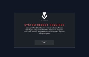 Для запуска игры необходимо перезагрузить систему Valorant