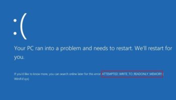 ATTEMPTED TO WRITE TO READONLY MEMORY