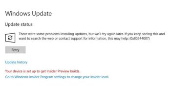 ошибка 0x80244007 в Windows
