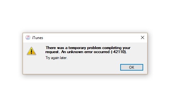 Ошибка 42110 в itunes на компьютере