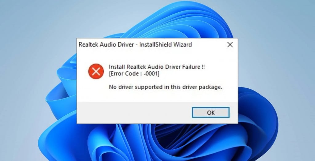 Сбой установки драйвера realtek hd audio error code 0001