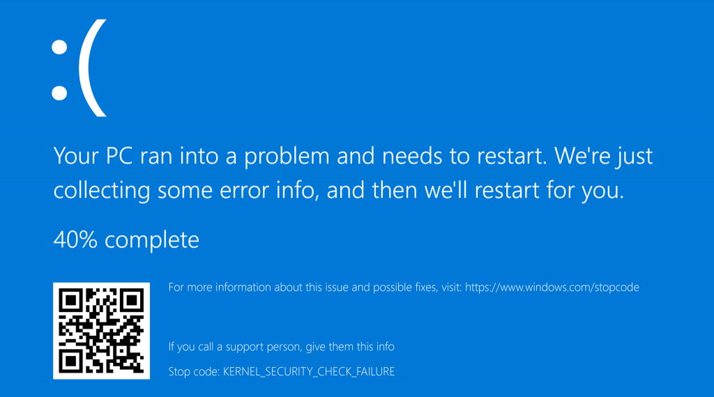 KERNEL SECURITY CHECK FAILURE