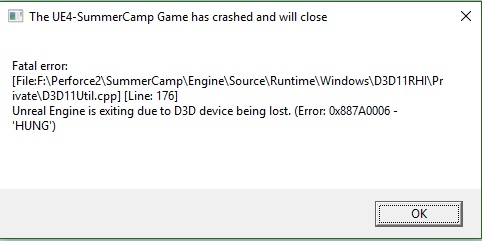 Unreal Engine is exiting due to D3D device being lost