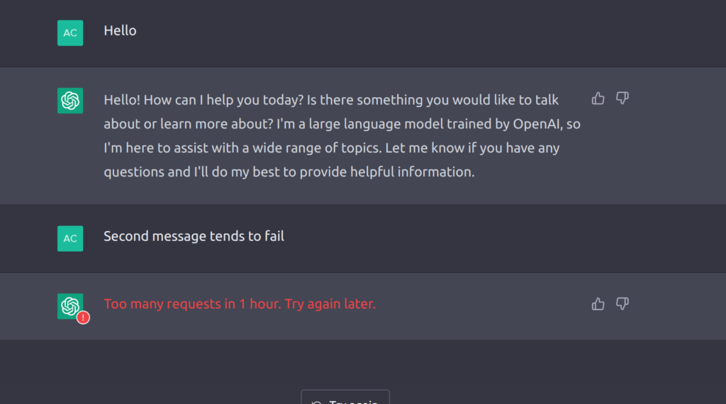 Too many requests in 1 hour