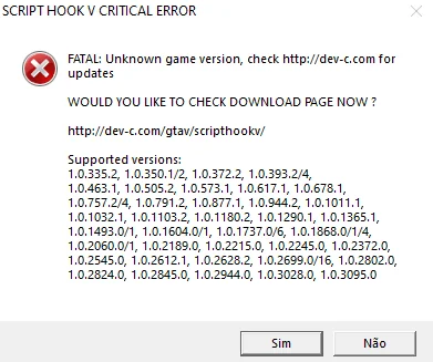 Script Hook V Critical Error