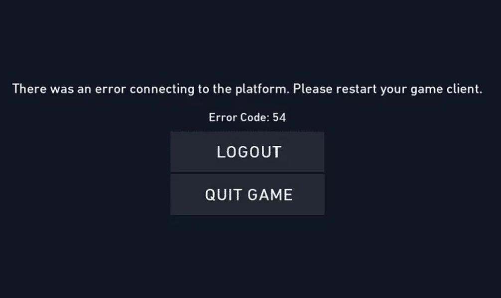 Error code 54. Error code 54