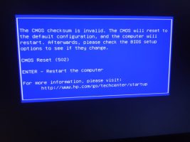 CMOS checksum is invalid
