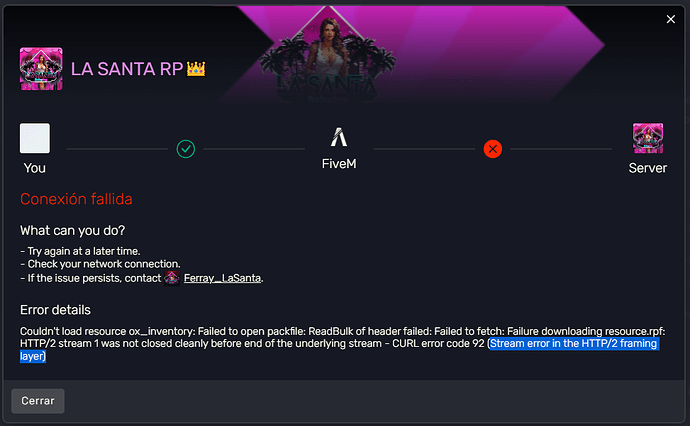 Couldn't load resource ox_inventory