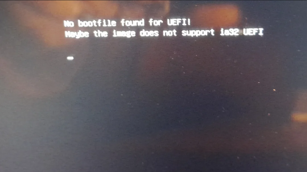 No bootfile found for UEFI