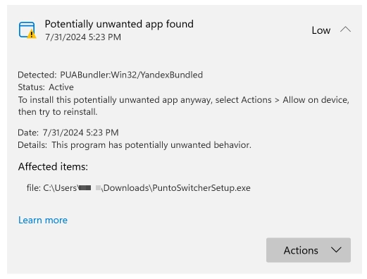 PUABundler Win32 YandexBundled