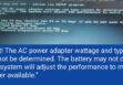 AC power adapter wattage and type cannot be determined
