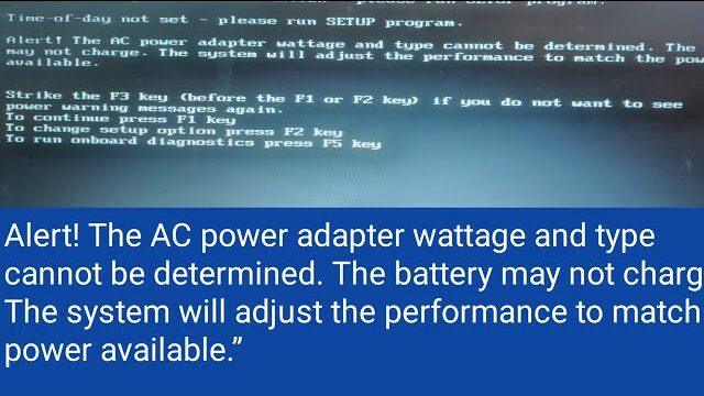 AC power adapter wattage and type cannot be determined