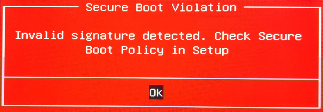 Invalid signature detected