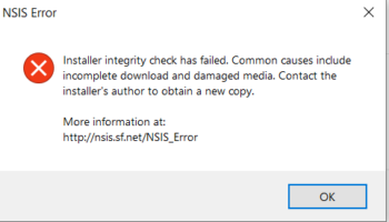 Installer integrity check has failed